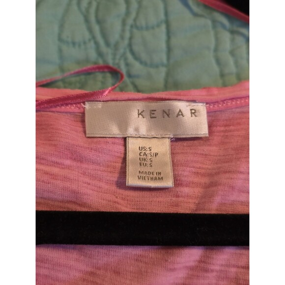 Kenar Women's Size Small Pink Cotton Blend Light Weight V-Neck Short Sleeve Top - Picture 2 of 7